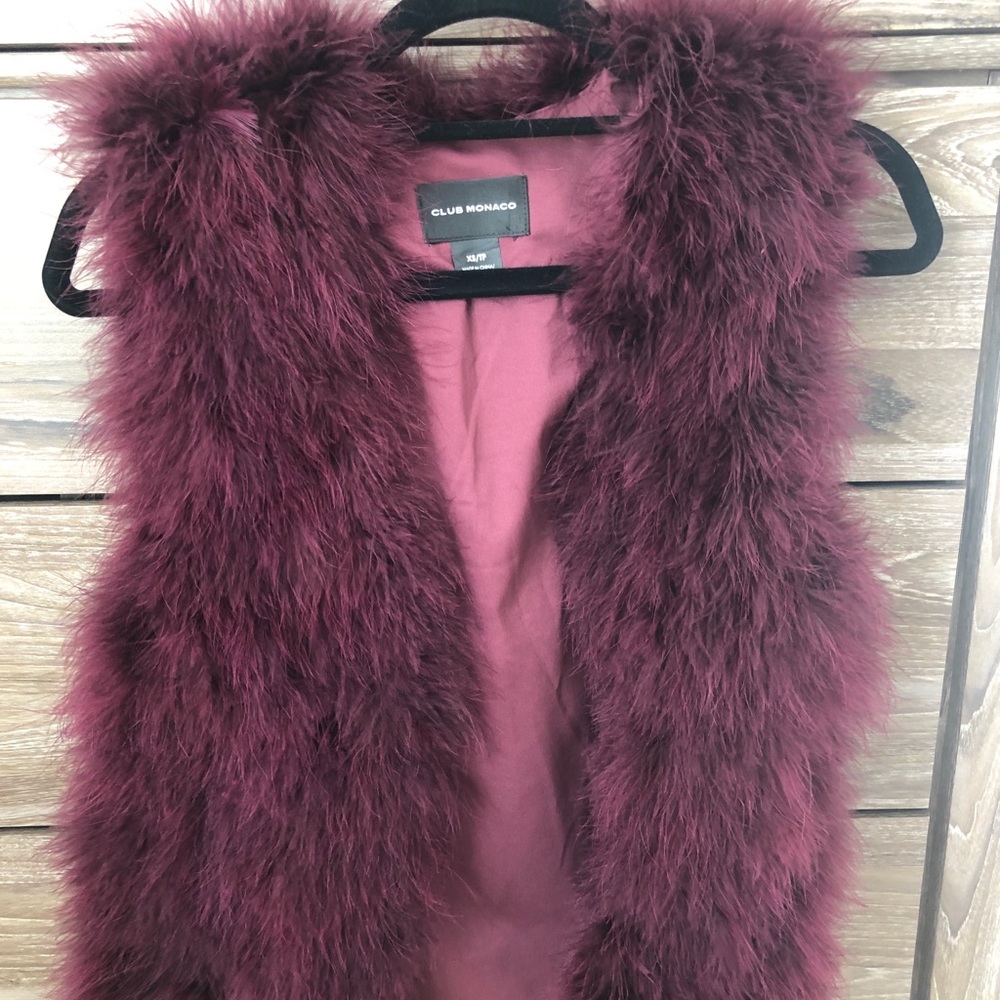Club Monaco - Feather Vest, Dark Red (XS)